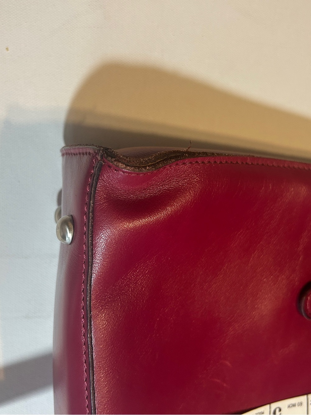 Patricia Nash Wine Oxblood Leather Satchel Shoulder Bag Top Zip Structured Handb - Picture 5 of 7
